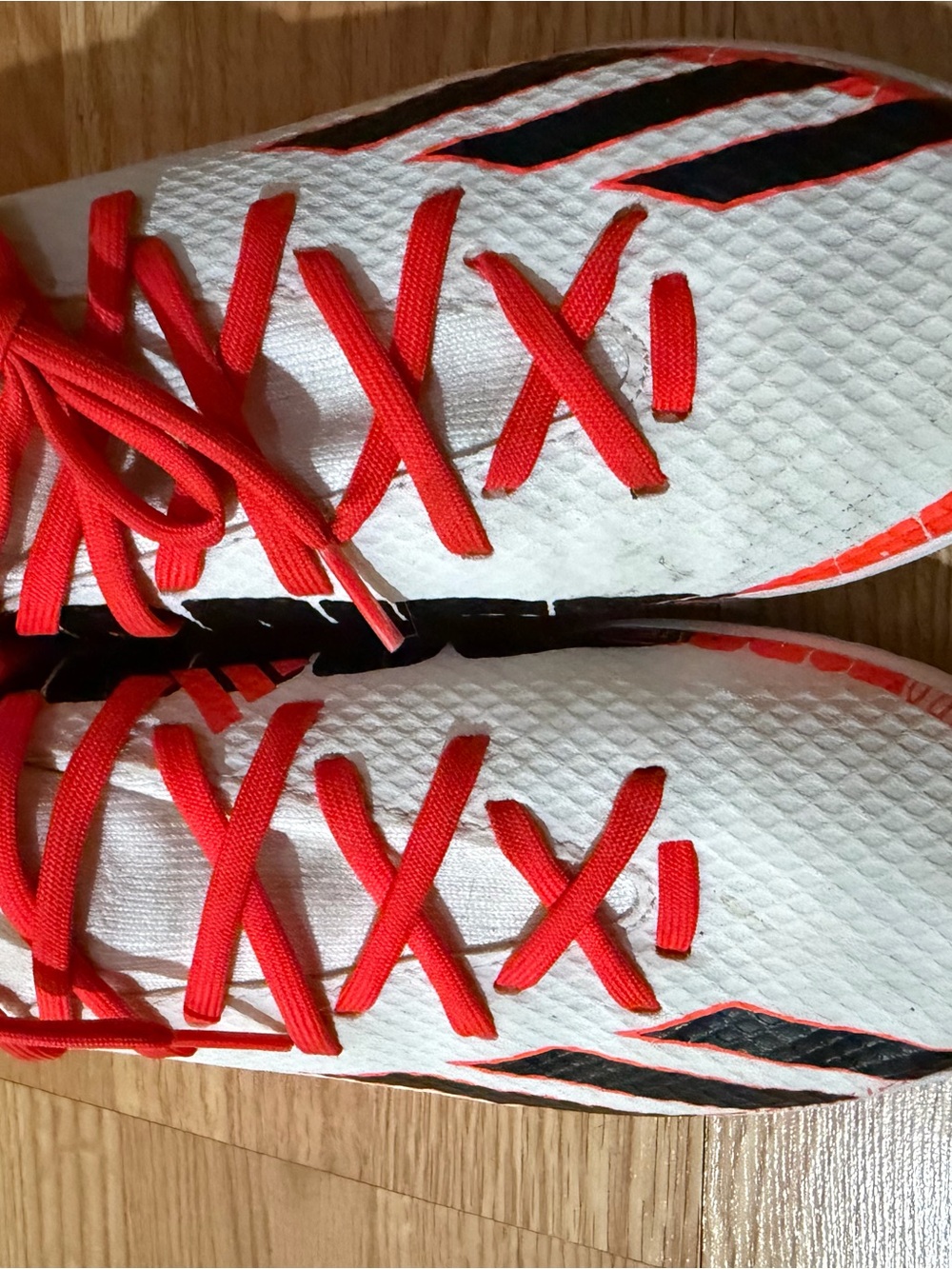 adidas Kids White and Bright Orange Indoor Soccer Sneakers